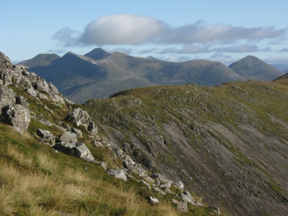 Looking north at the eastern Mamores