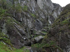 Looking up at Ossian's cave