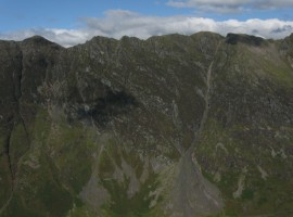 A sunlit view of Aonach Eagach