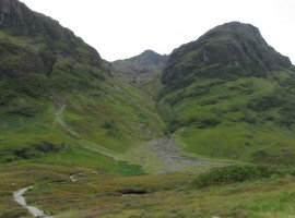 Looking back up Coire nan Lochan at Bidean nam Bian