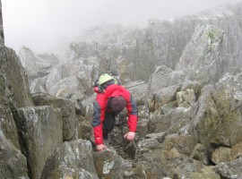 Scrambling down Y Gribin