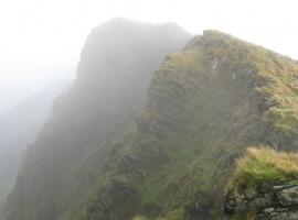 Misty ridge, looking back north