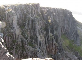 The cliffs below Cairn an Lochan, with climbers