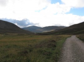 Looking back up Glen Luibeg towards Carn a' Mhaim and Beinn Bhrotain