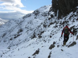 Finding a way down to the gully for Foxes Tarn