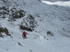 Sunlit slope in the distance