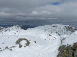 The top of Scafell Pike in the distance