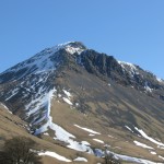 Going through Little Hell Gate on Great Gable, Lake District – April