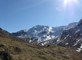 Looking up south-east towards Sty Head and Great End