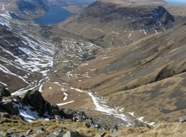 The village of Wasdale Head, Wastwater, and Yewbarrow to its right