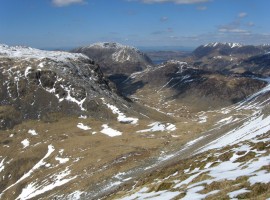 Looking north-west towards Kirk Fell and the hills around Buttermere