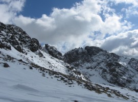 Looking up towards Mickledore as we approach Hollow Stones