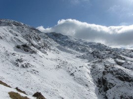 Line of disturbed snow along the Corridor Route