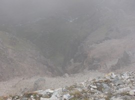 Looking down a big cleft