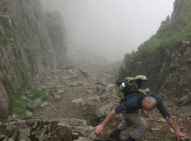 Scrambling down from the second col