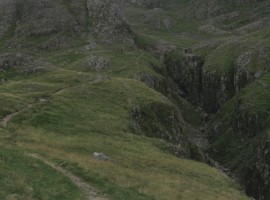 Scafell Pike from path beside Piers Gill