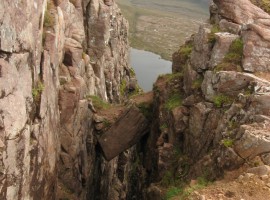 The chockstone that some people go to stand on