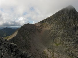 The steep climb from the arete to the summit