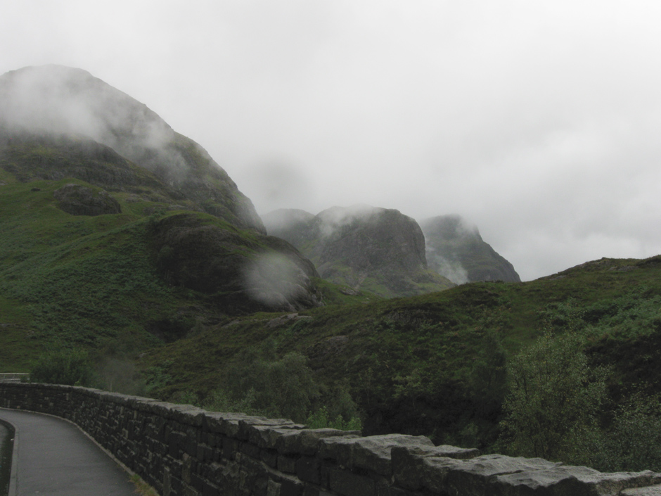 The Three Sisters in the rain