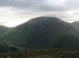 Ben Nevis under cloud, from lower down