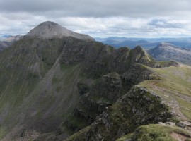 Looking back over the pinnacles at Spidean a' Choire Leith