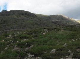 Looking back up the descent route