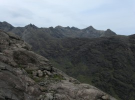 Dubh slabs with the Cuillin ridge beyond