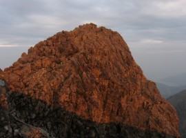 A reddened Sgurr Alasdair in the morning light