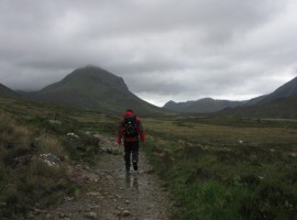 Heading off down a rather wet Glen Sligachan