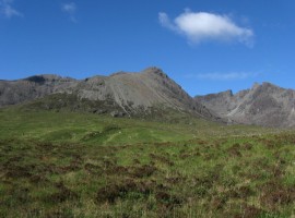 The lower scree slopes of Sgurr Dearg with Coire Lagan to the right