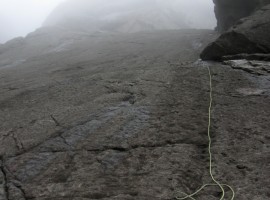 Abseiling back down the slab