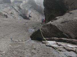 Abseiling down from Cioch
