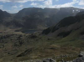 View SE towards Glyder Fach and Glyder Fawr