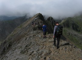 Starting across Crib Goch traverse